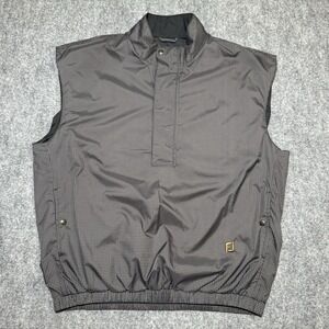 Dryjoys By Foot Joy Golf Vest Mens Large Brown Black Houndstooth 1/4 Zip Snap